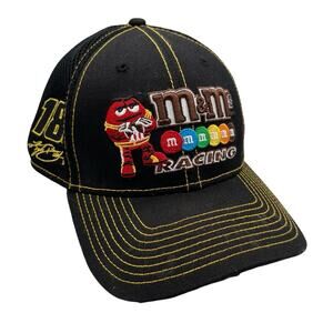 M&M Racing Nascar Kyle Busch 18 Black and Yellow Fitted Ball Cap ML